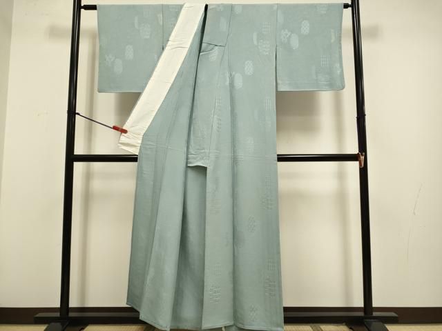 平和屋着物▽上質な色無地 単衣 仕覆吉祥地紋 豆がら茶色 正絹 逸品