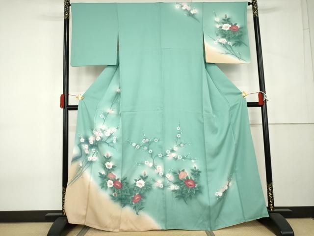 平和屋着物●訪問着　手描き　枝花文　暈し染め　正絹　逸品　AABK8568cs