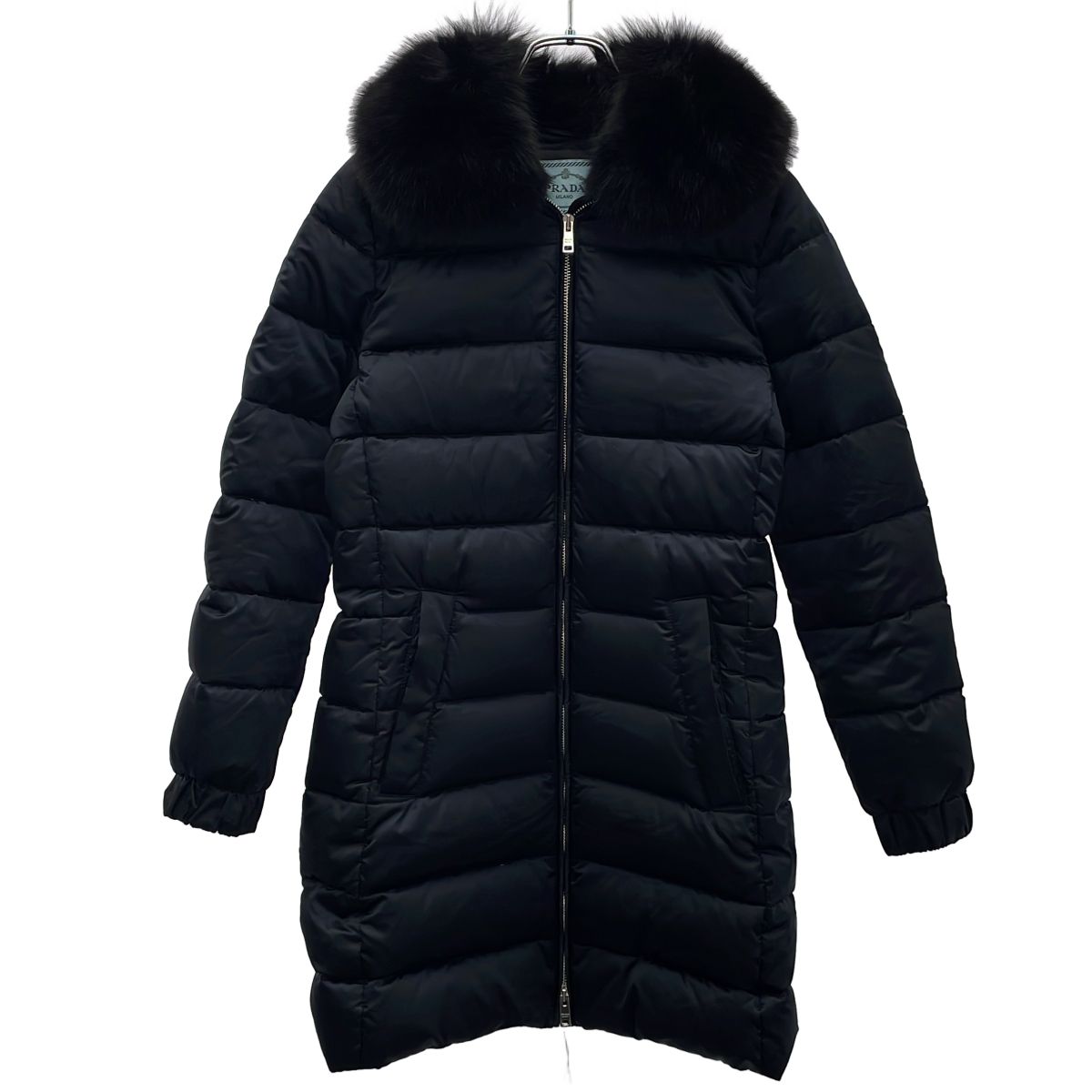 PRADA プラダ フォックスファーダウンコート 28G062 ネイビー 38