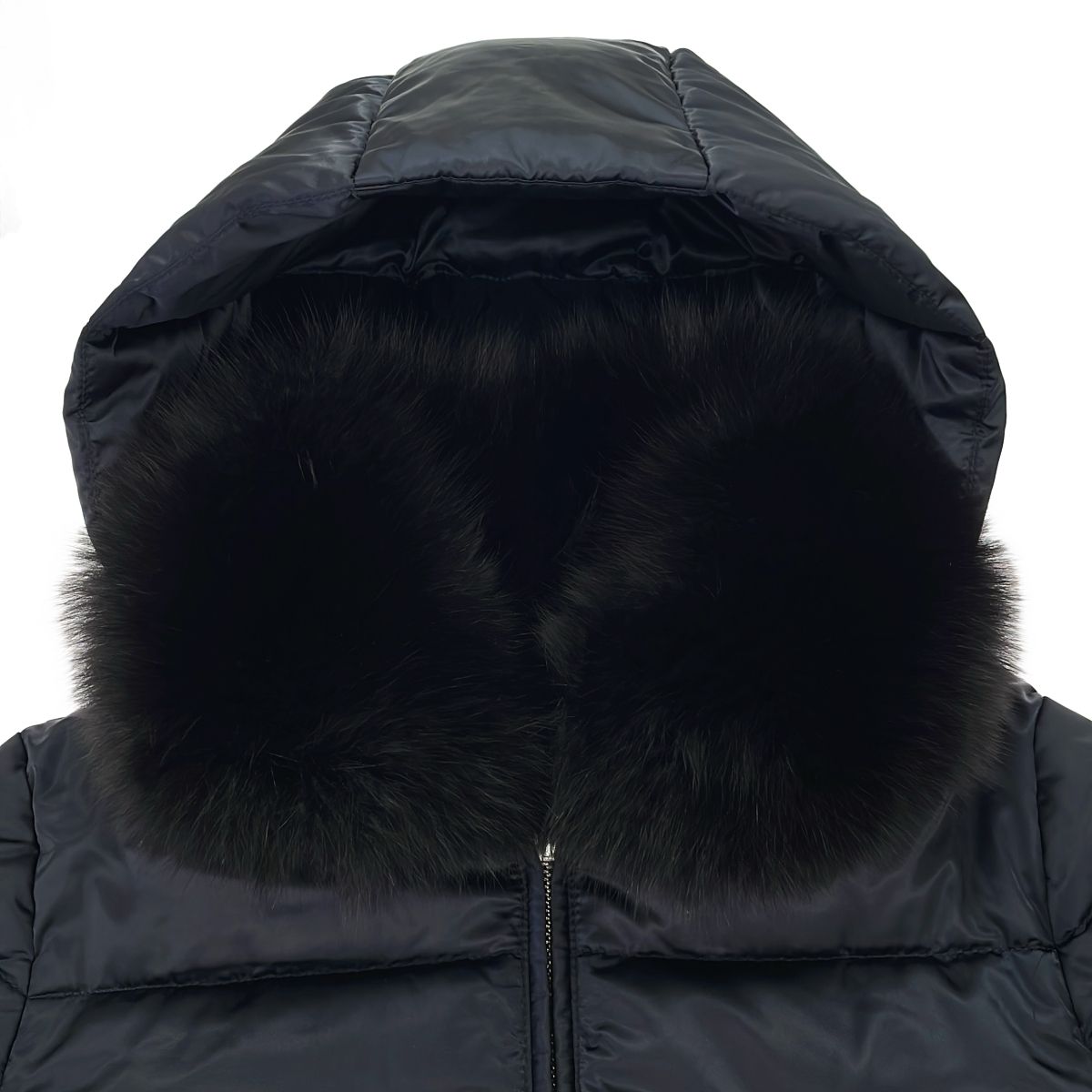 PRADA プラダ フォックスファーダウンコート 28G062 ネイビー 38