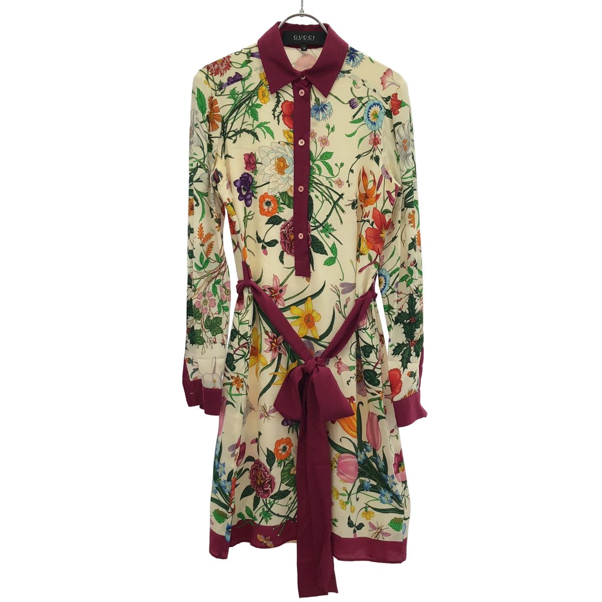 GUCCI グッチ フローラル ベルテッドシルクワンピース 362041 ZCP30