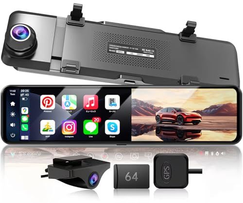 N◆JADO ドライブレコーダー ミラー型 CarPlayとAndroidAuto【最新 拡大ズーム機能 EU新基準統一法案の高耐久 TypeC】人气で強くお勧め デジタルカメラ 前後カメラ ドラレコ GPS WDR HDR 超鮮明夜間暗視 バックカメラ ガイ