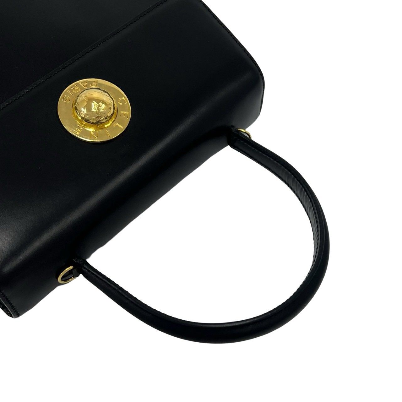 極 美品 CELINE セリーヌ ヴィンテージ スターボール ロゴ 金具 レザー