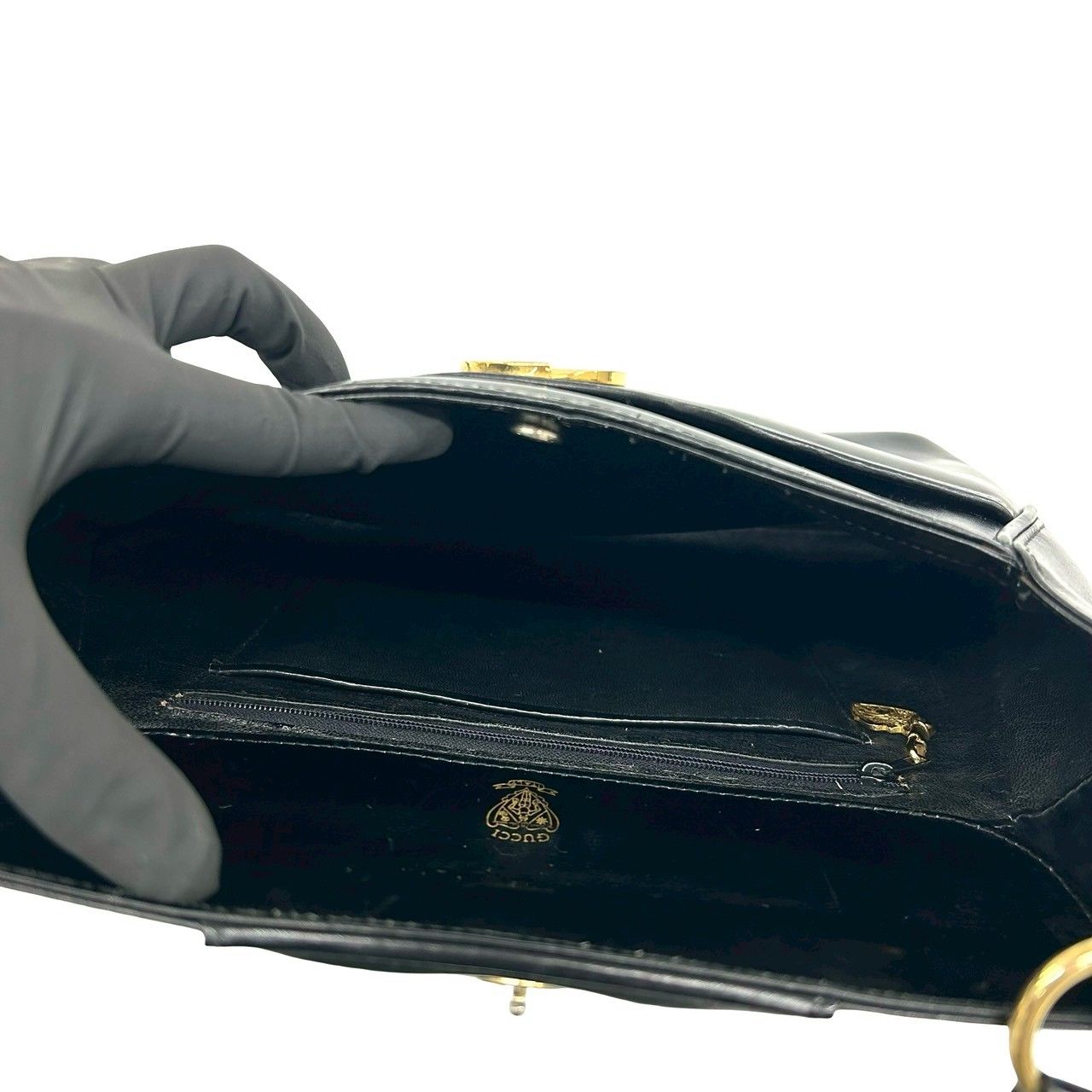 極 美品 希少品 GUCCI グッチ オールドグッチ G ロゴ 金具 レザー 本革