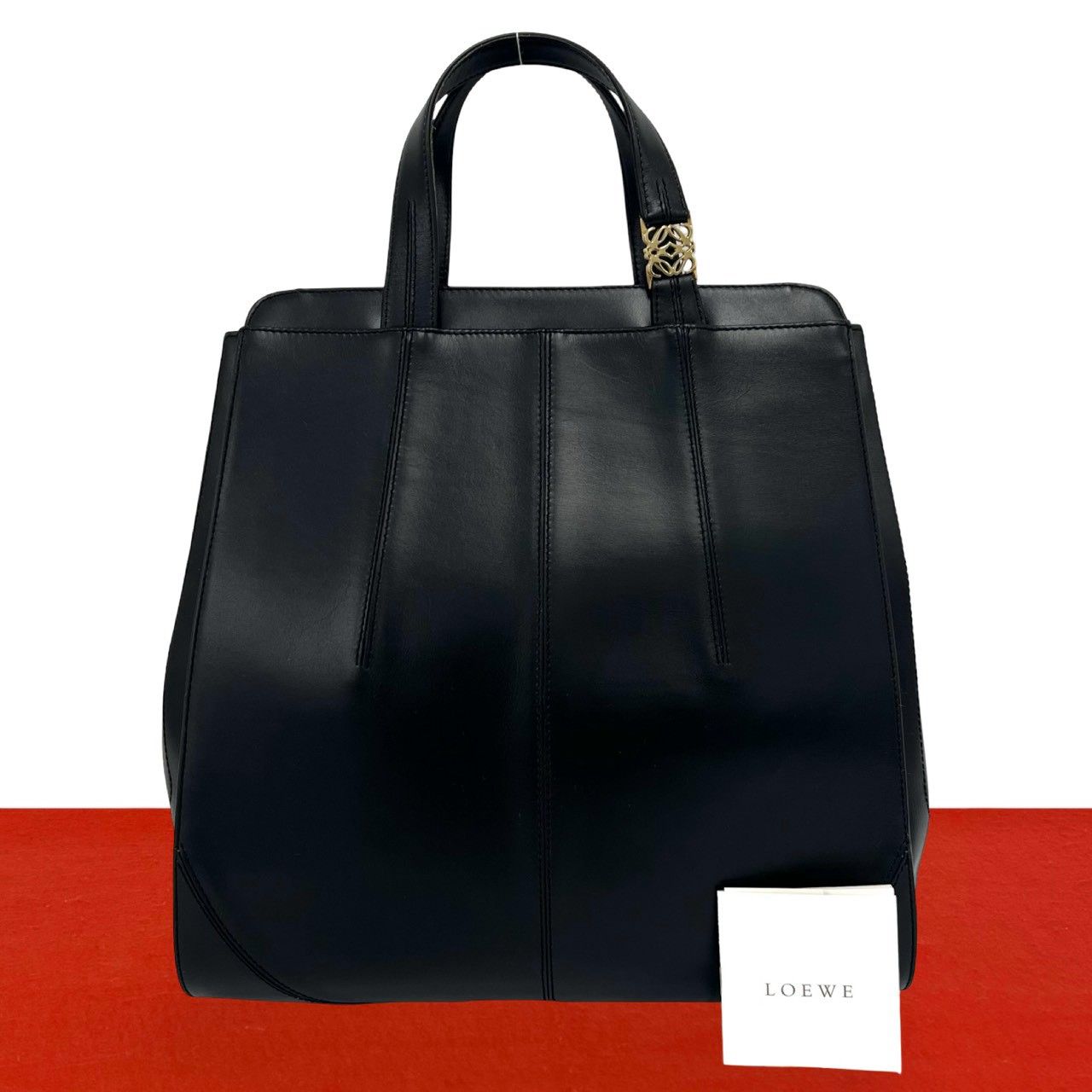 極 美品 希少品 LOEWE ロエベ アナグラム ロゴ モチーフ 金具 レザー