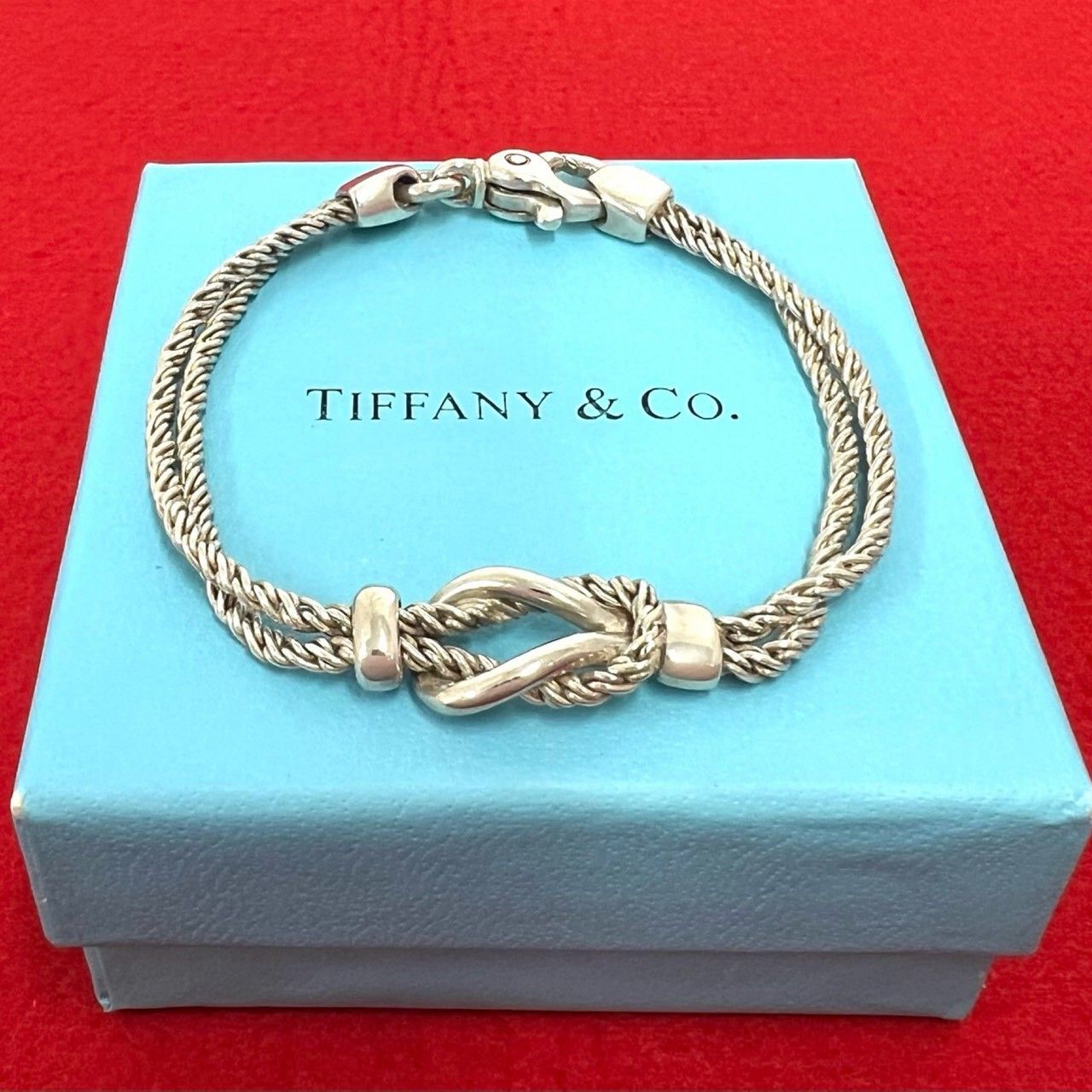 極 美品 TIFFANY&Co. ティファニー ヴィンテージ センターノット ダブルロープ ブレスレット シルバー925 アクセサリー シルバー 135-1 極 美品 TIFFANY&Co. ティファニー ヴィンテージ センターノット