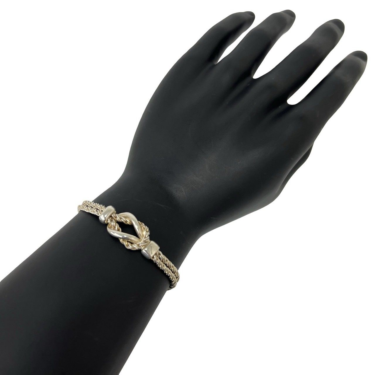 極 美品 TIFFANY&Co. ティファニー ヴィンテージ センターノット ダブルロープ ブレスレット シルバー925 アクセサリー シルバー 94233