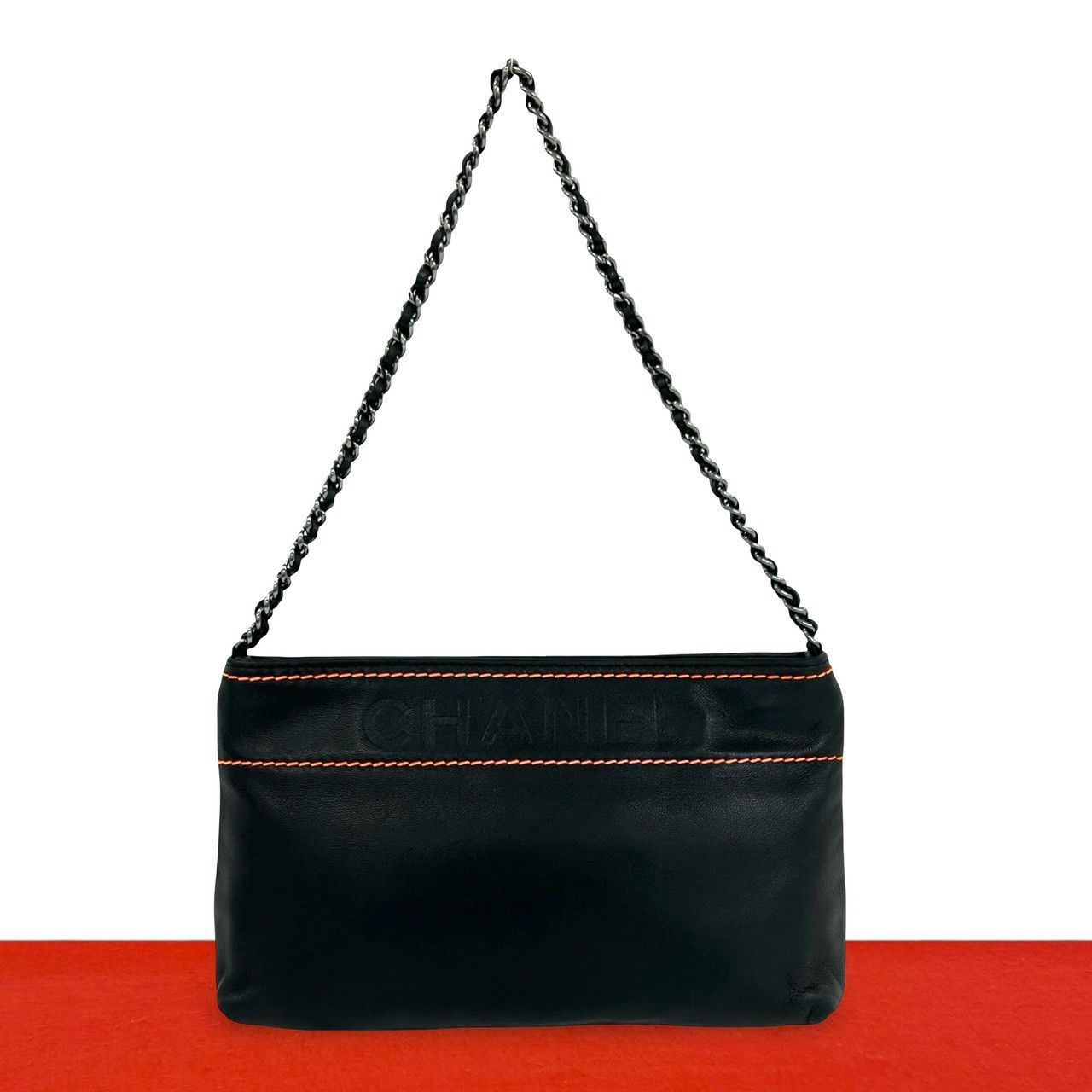 極 美品 シール有 9番台 CHANEL シャネル ロゴ 型押し ラムスキン