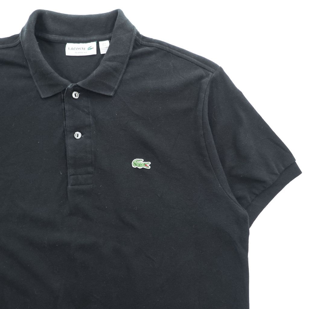 【80s】ラコステ　半袖 ポロシャツ　フランス製　鹿の子　ワニ刺繍　ブラック　5 LACOSTE ラコステ CLASSIC FIT 半袖 ポロシャツ L ブラック ワニロゴ