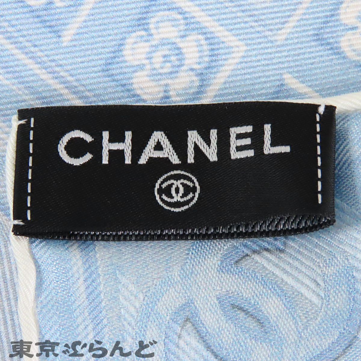 シャネル CHANEL ココプリント スカーフ ライトブルーxべビーピンク