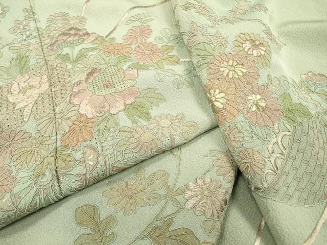 中国の汕頭刺繍 平和屋着物▽中国三大刺繍 スワトウ刺繍 汕頭刺繍 総刺繍 訪問着 花車