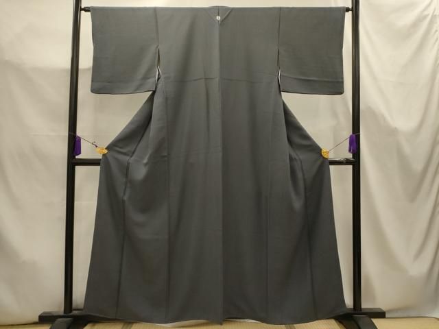 平和屋着物□上質な色無地 紗綾型地紋 藍墨茶色 正絹 逸品 AABK5708sx