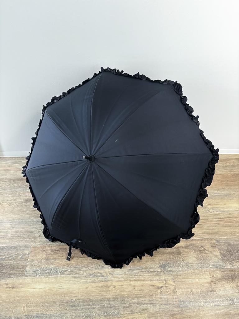 ☆SUN BARRIER サンバリア 長傘 Mサイズ フリル 日傘 ブラック お洒落