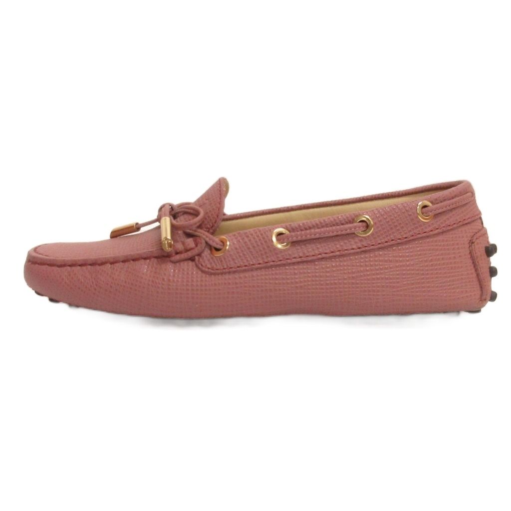 トッズ TOD'S ドライビングシューズ モカシン リボン レザー ピンク 34
