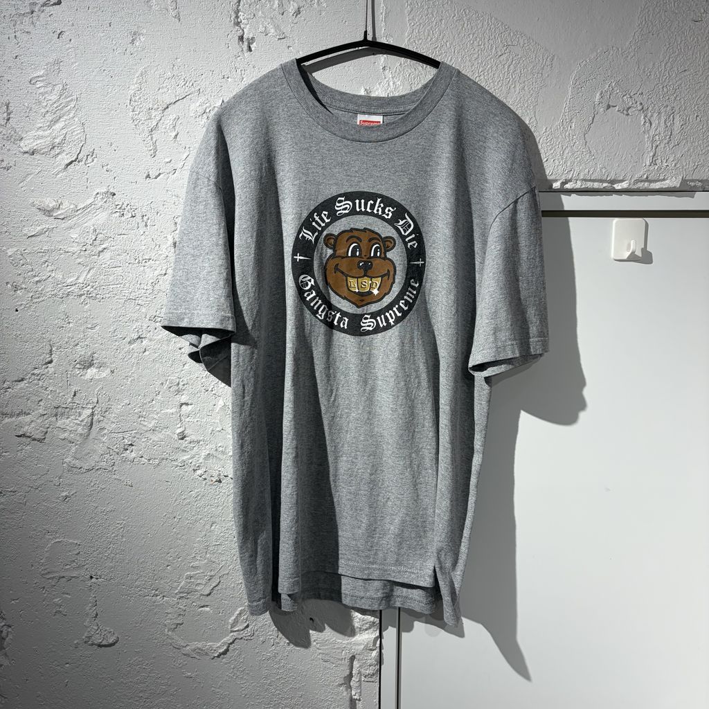 Supreme シュプリーム 18AW Life Sucks Die Tee Tシャツ グレー Size:M【表参道B07】