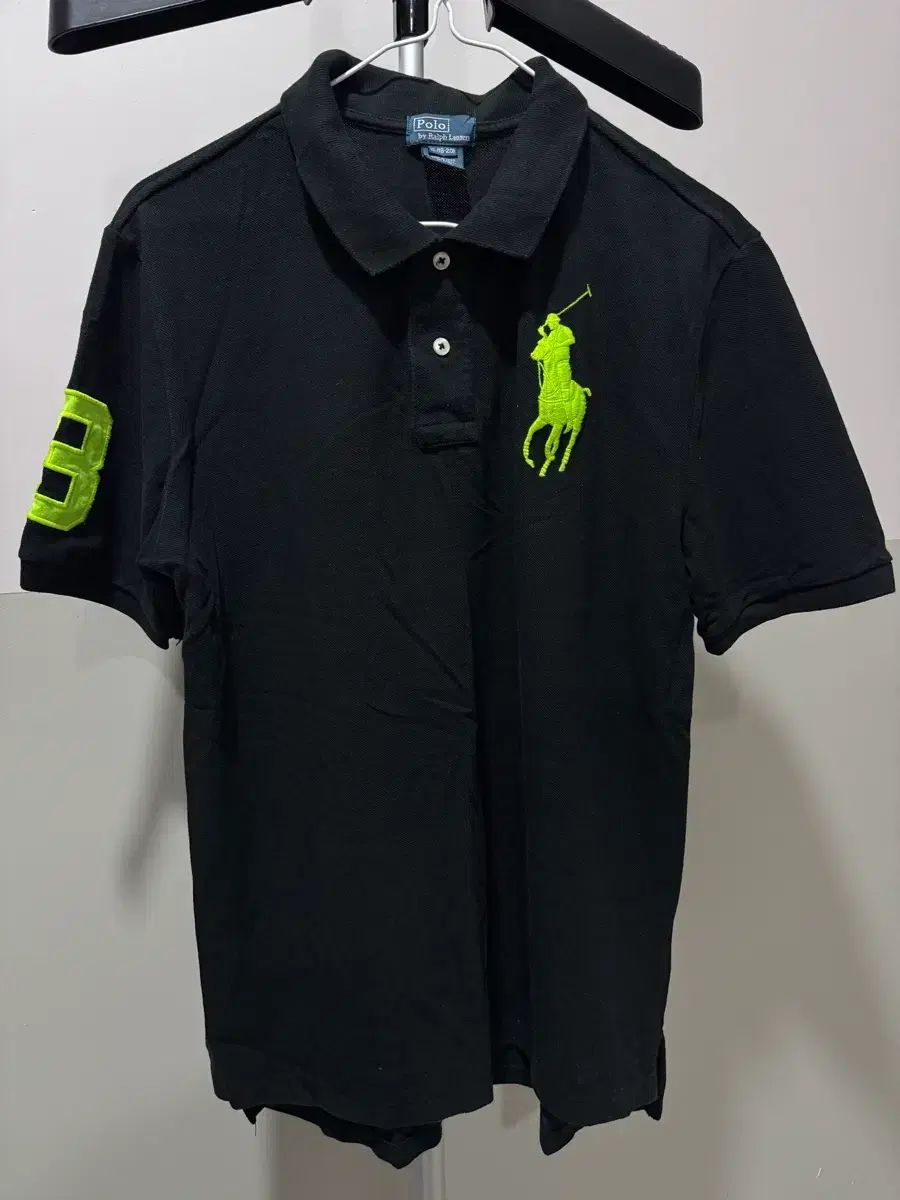 ポロ ラルフローレン ブラック 蛍光 ビックポニー カラーTシャツ XL (18-20)