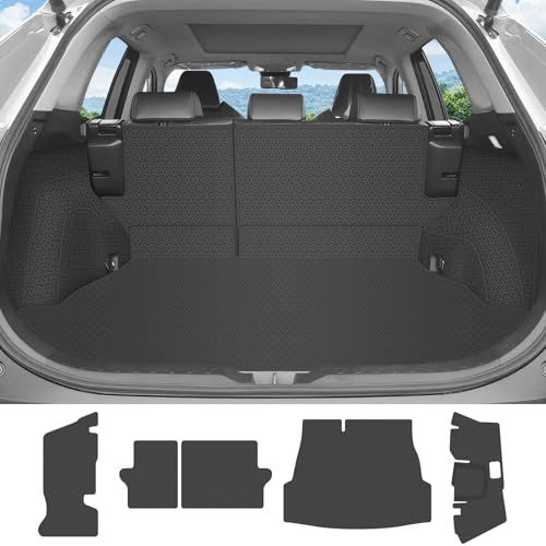 YORKNEIC ラゲッジマット トヨタ対応 RAV4 50系 2019年?2025年 シートバック 背もたれカバー 荷室サイドカバー 車種専用設計 トランクマット カーゴマット 合成革材質 耐汚れ 防水 ブラックts 3469e2ca