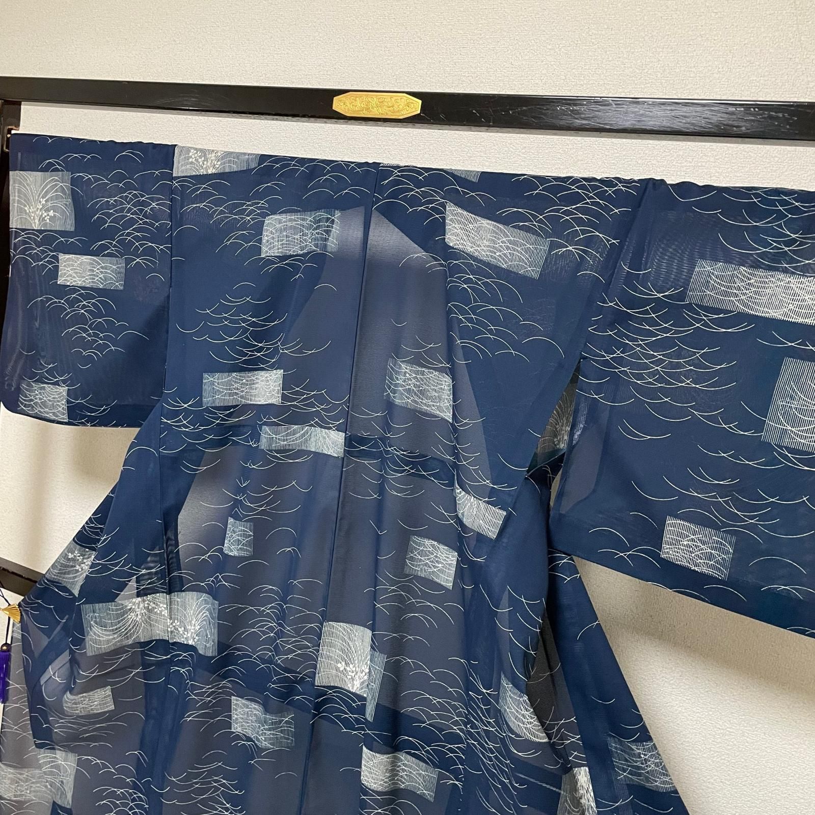 夏着物 絽織 小紋 裄68 草花の上品な染め 着物 化繊 X-5454 - メルカリ