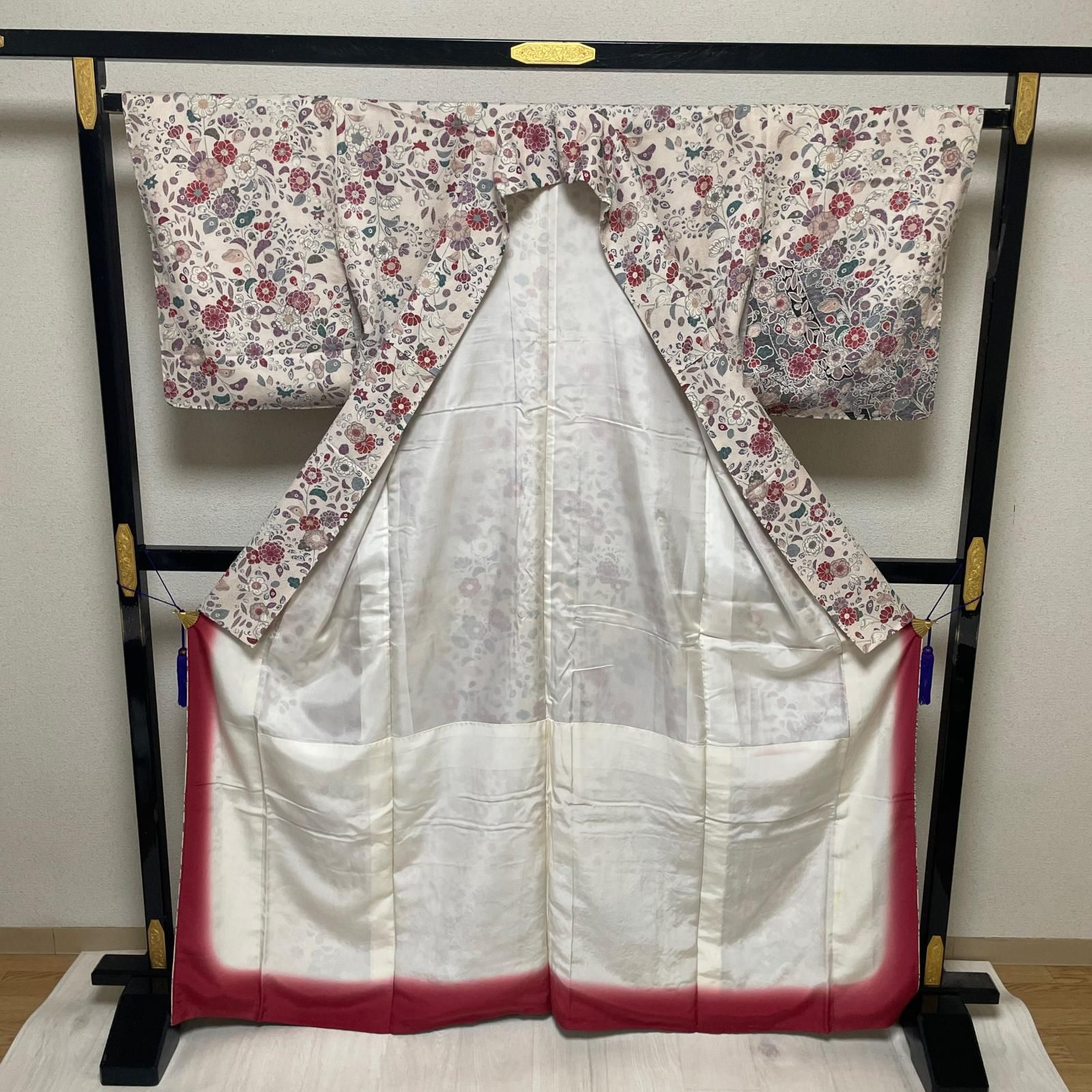 付け下げ　辻ヶ花　ちりめん作家もの　正絹 付下げ 辻ヶ花の華やかな染め 着物 正絹 X-5498 - メルカリ