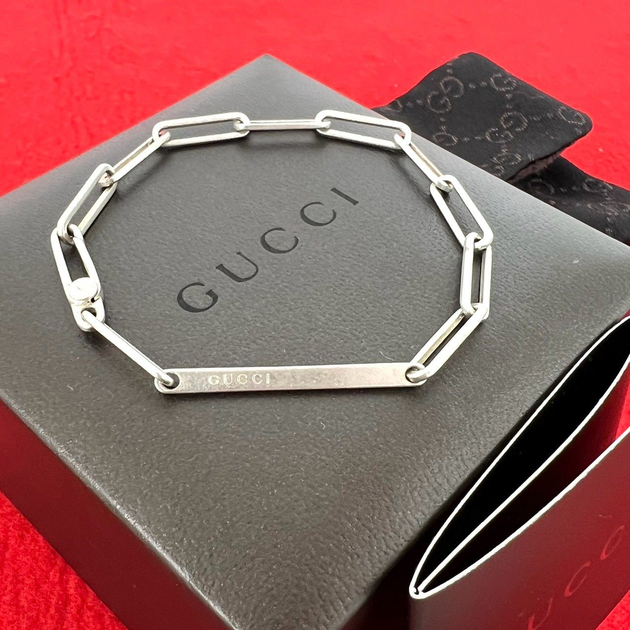 極 美品 希少品 保存箱 袋付き GUCCI グッチ ロゴ プレート