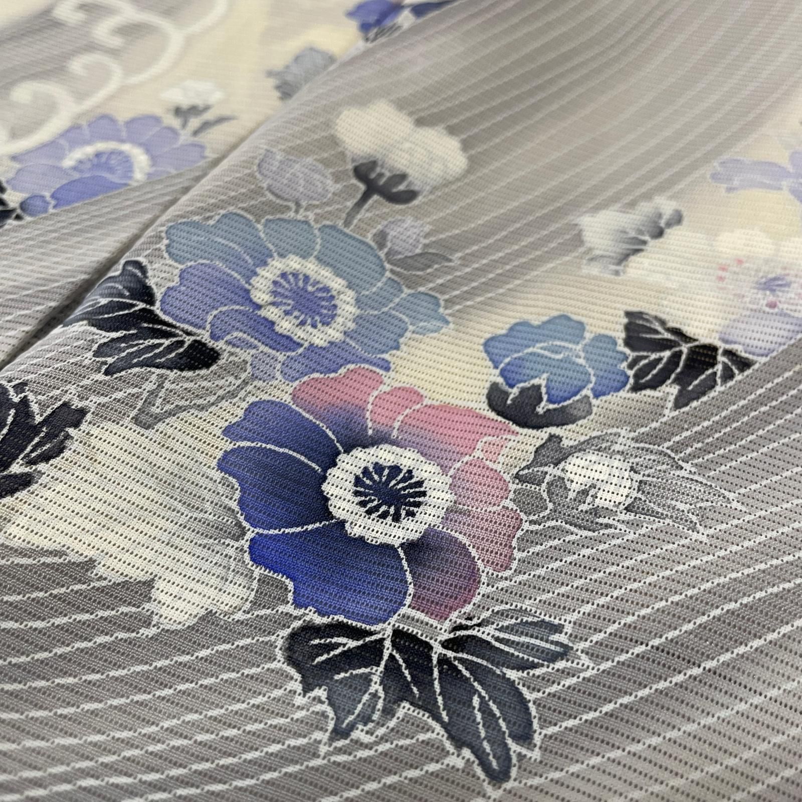 夏着物 絽織 付下げ 荒波に花模様 着物 正絹 X-5658 - メルカリ