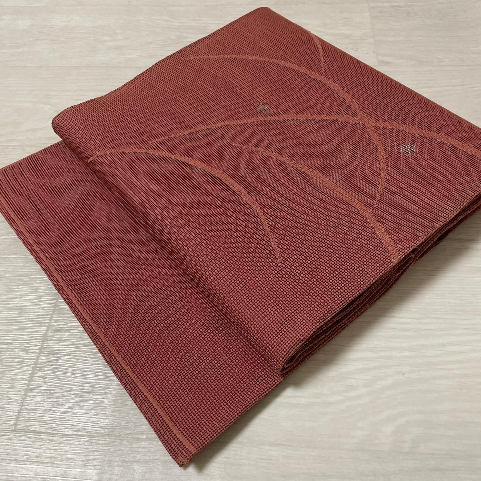 名古屋帯 紗紬 露芝模様 八寸 正絹 着物 X-5852