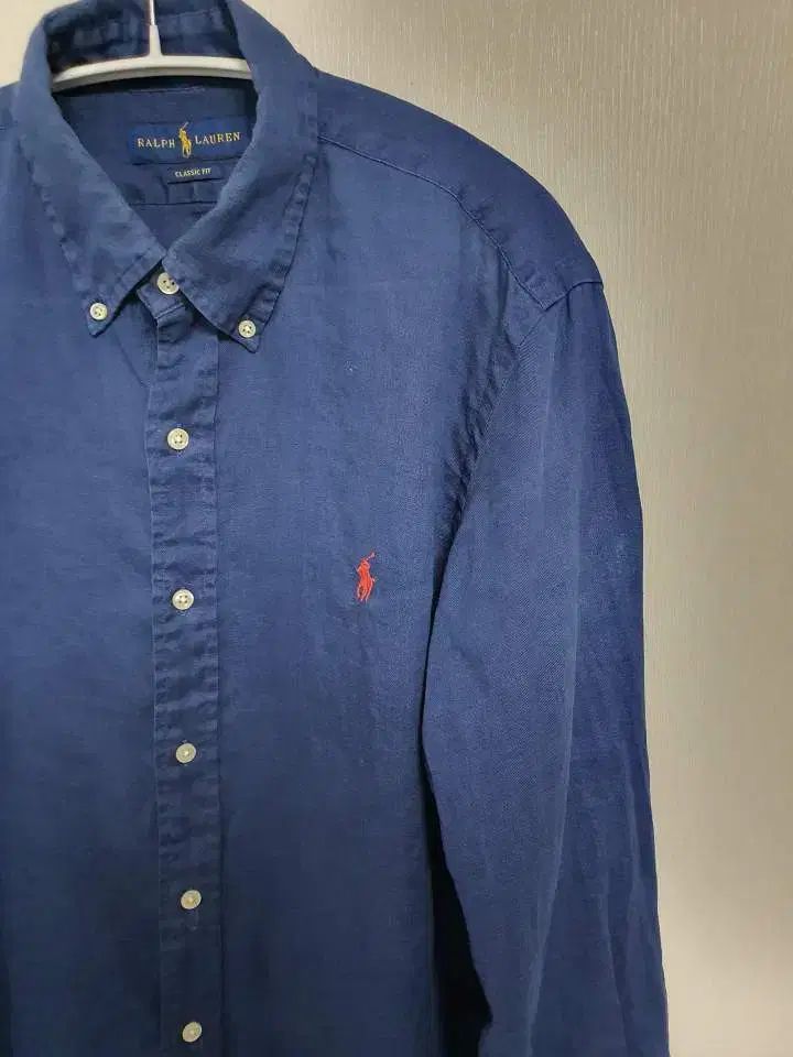 105)POLO RALPH LAUREN (ポロラルフローレン) リネン シャツ ネイビー