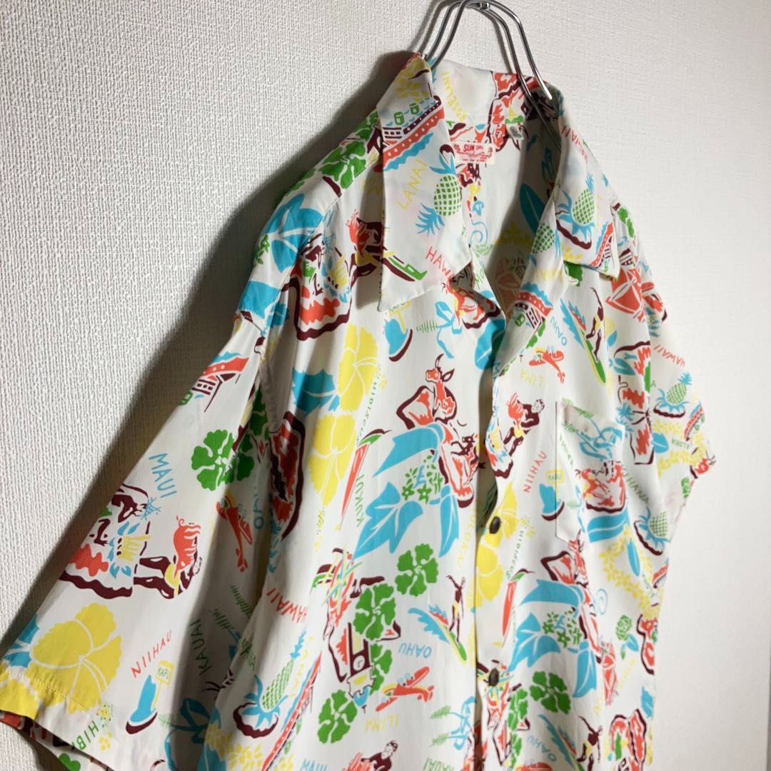 極美品】SUNSURF アロハシャツ 半袖 開襟 サーフ ハワイ 白 XL - メルカリ