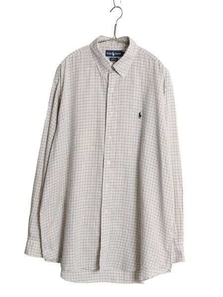90s ラルフローレン チェック 長袖 ボタンダウン シャツ メンズ L / オールド ポロ BLAKE コットン ワンポイント ポニー 薄手 マルチカラー