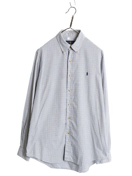 ラルフローレン チェック 長袖 ボタンダウン シャツ メンズ M / 古着 ポロ コットン ワンポイント ポニー カジュアル 薄手 BD マルチカラー