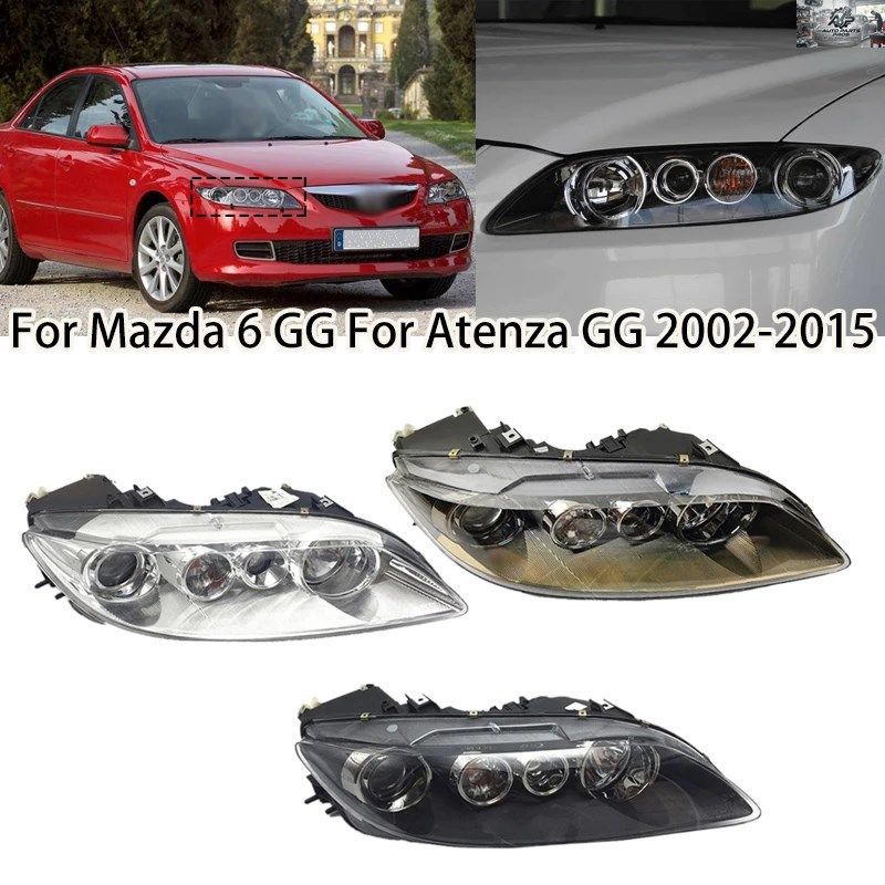 車のフロントヘッドランプライトアセンブリハロゲンマツダ6 GGアテンザGG 2002-2015左右フロントバンパーヘッドランプヘッドランプ