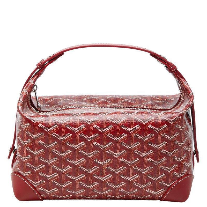 ゴヤール ボウリング25 トイレタリー ハンドバッグ レッド PVC レザー レディース GOYARD【252-81295】