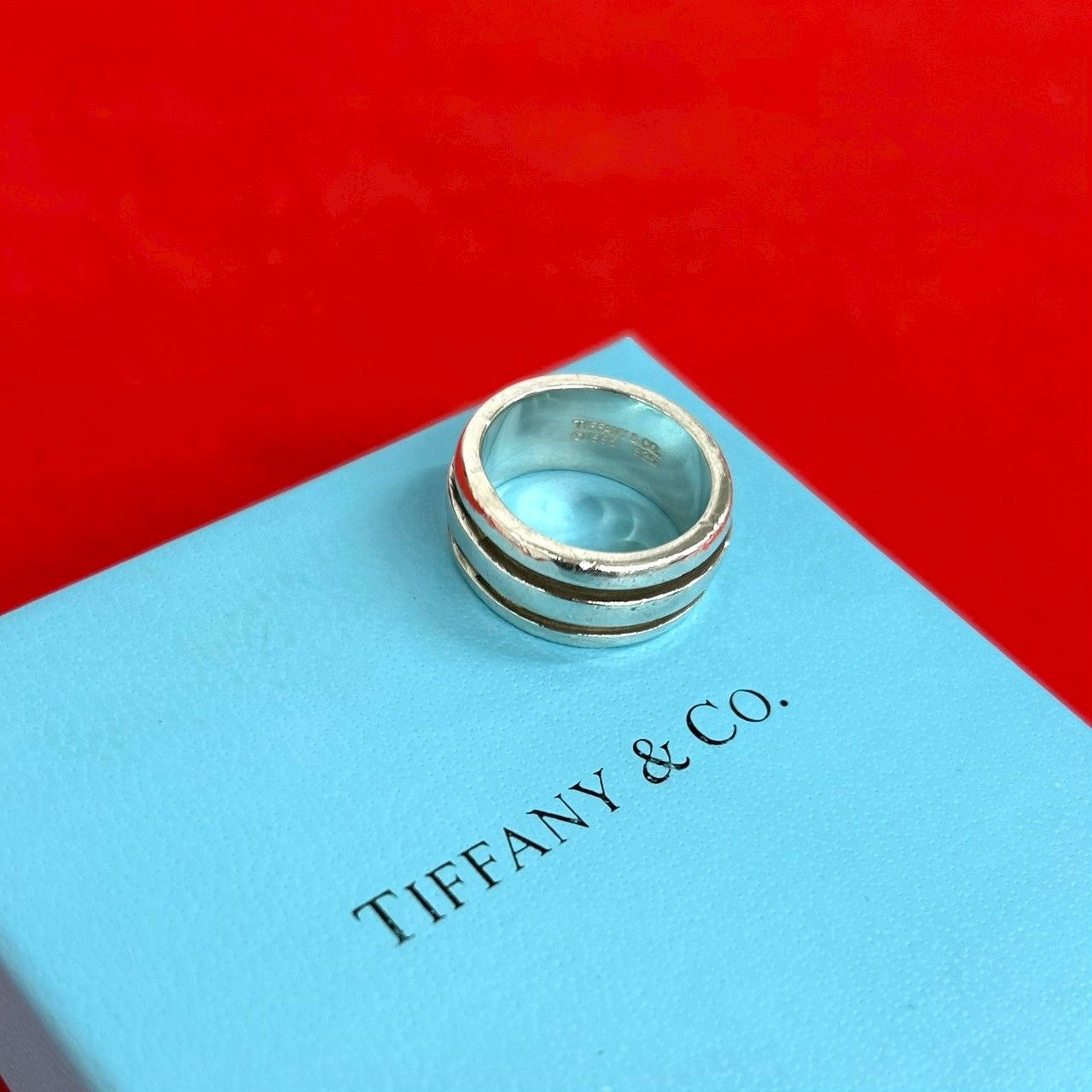 極 美品 TIFFANY&Co. ティファニー グルーブド ダブルライン リング