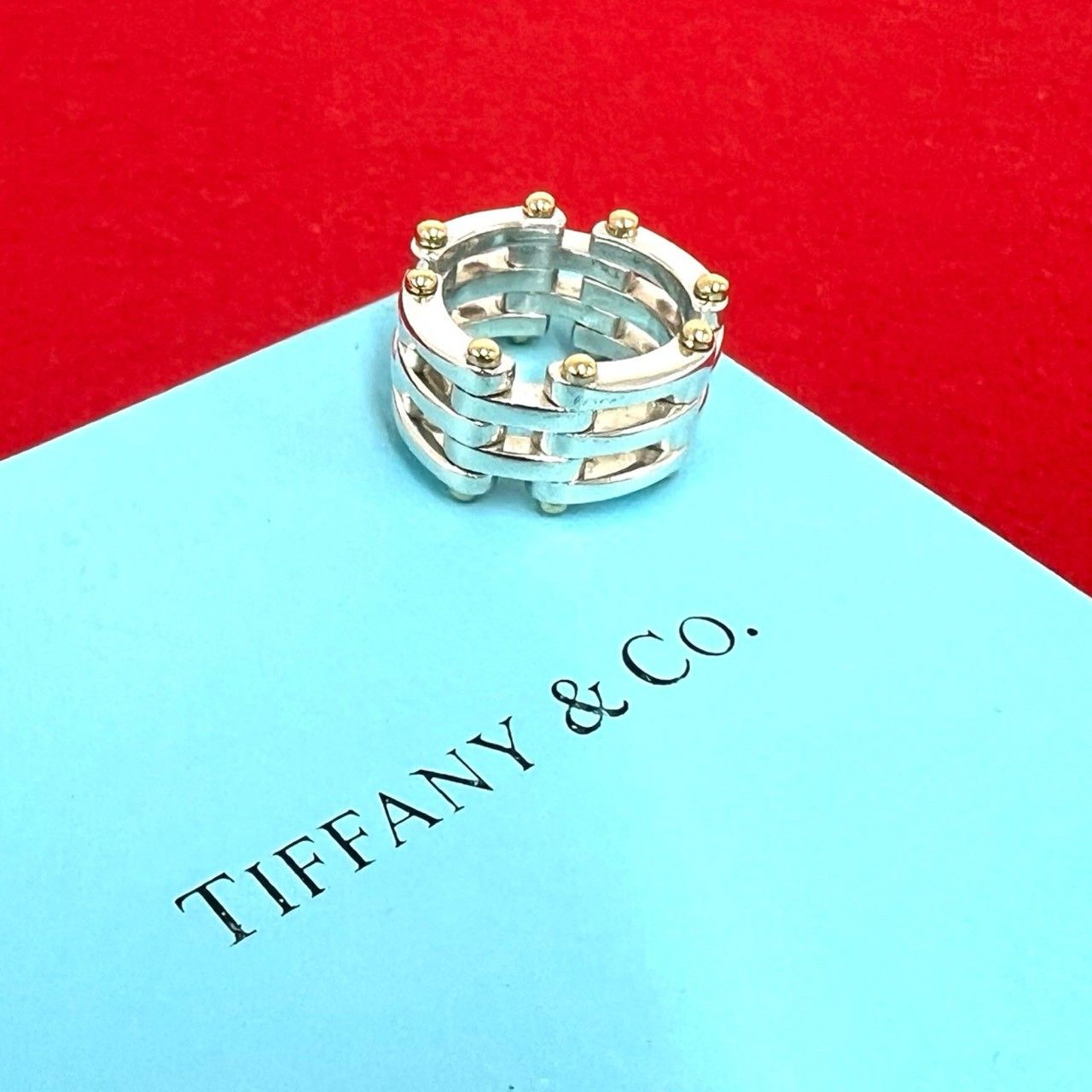 18金925 コンビゲートリング７号 極 美品 TIFFANY&Co. ティファニー ゲート リング シルバー925 K18