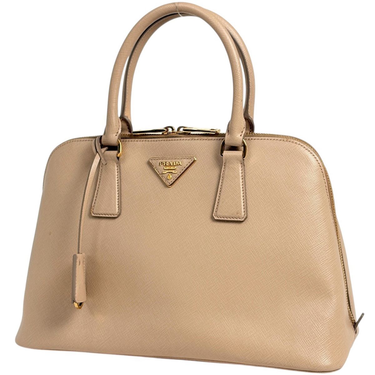 プラダ PRADA ハンドバッグ ロゴプレート サフィアーノレザー ベージュ BL0837 レディース 【中古】 56,880円