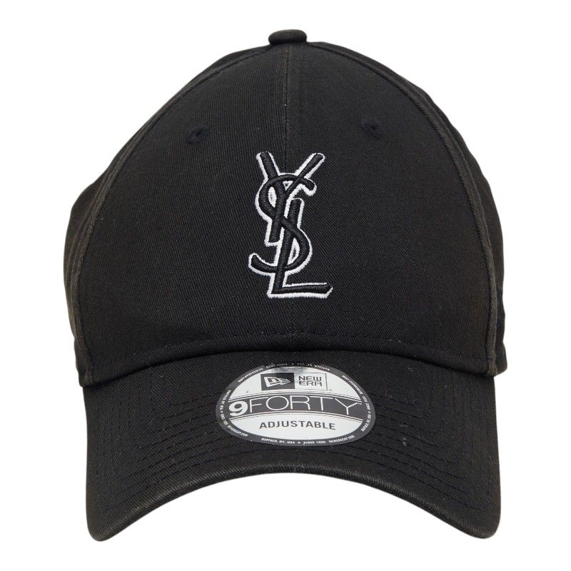 サンローラン ×ニューエラ YSLロゴ モノグラム 帽子 キャップ 687687 ブラック コットン レディース SAINT LAURENT【214-79856】