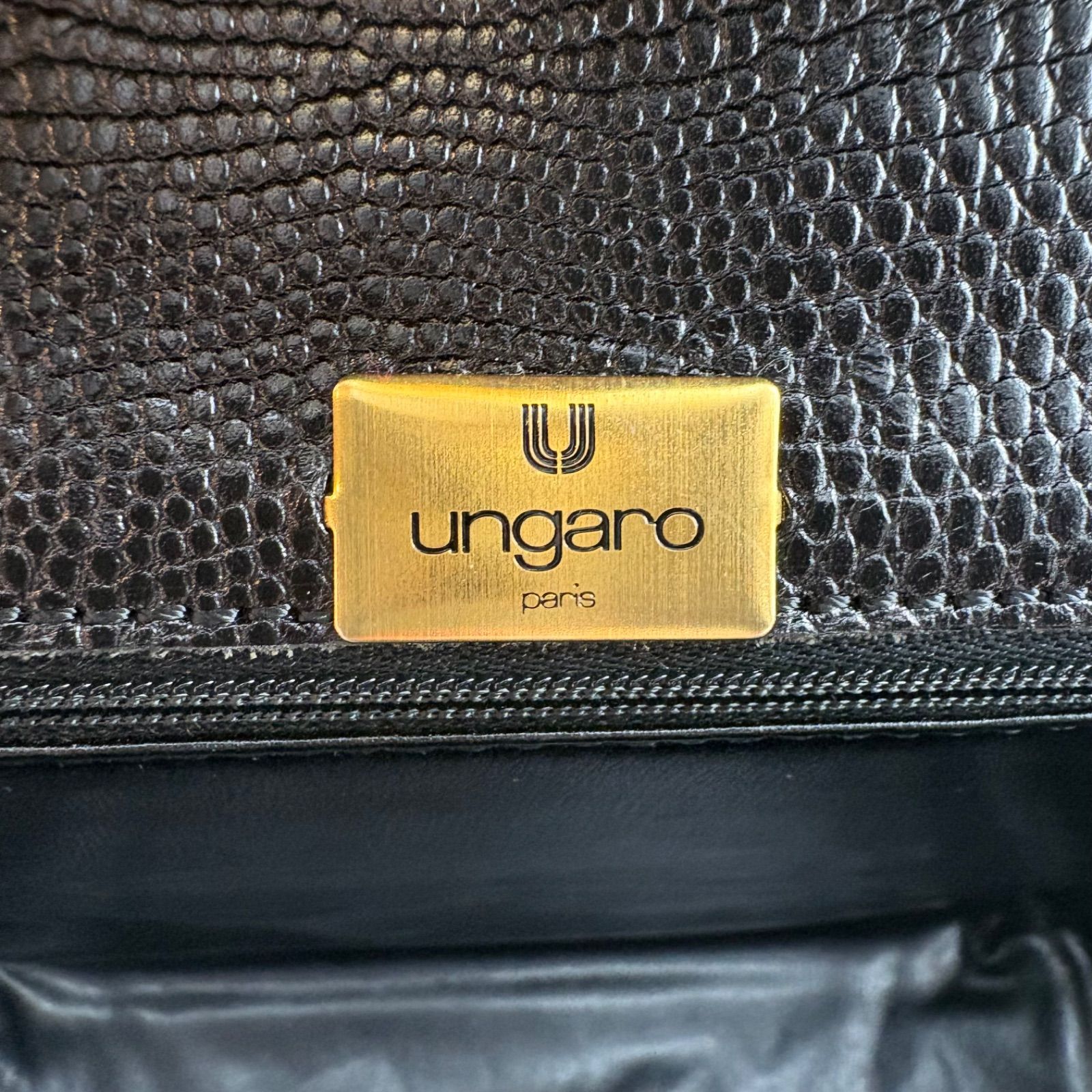 ウンガロハンドバッグ黒 ungaro レザー バッグ ungaro ウンガロ レザー