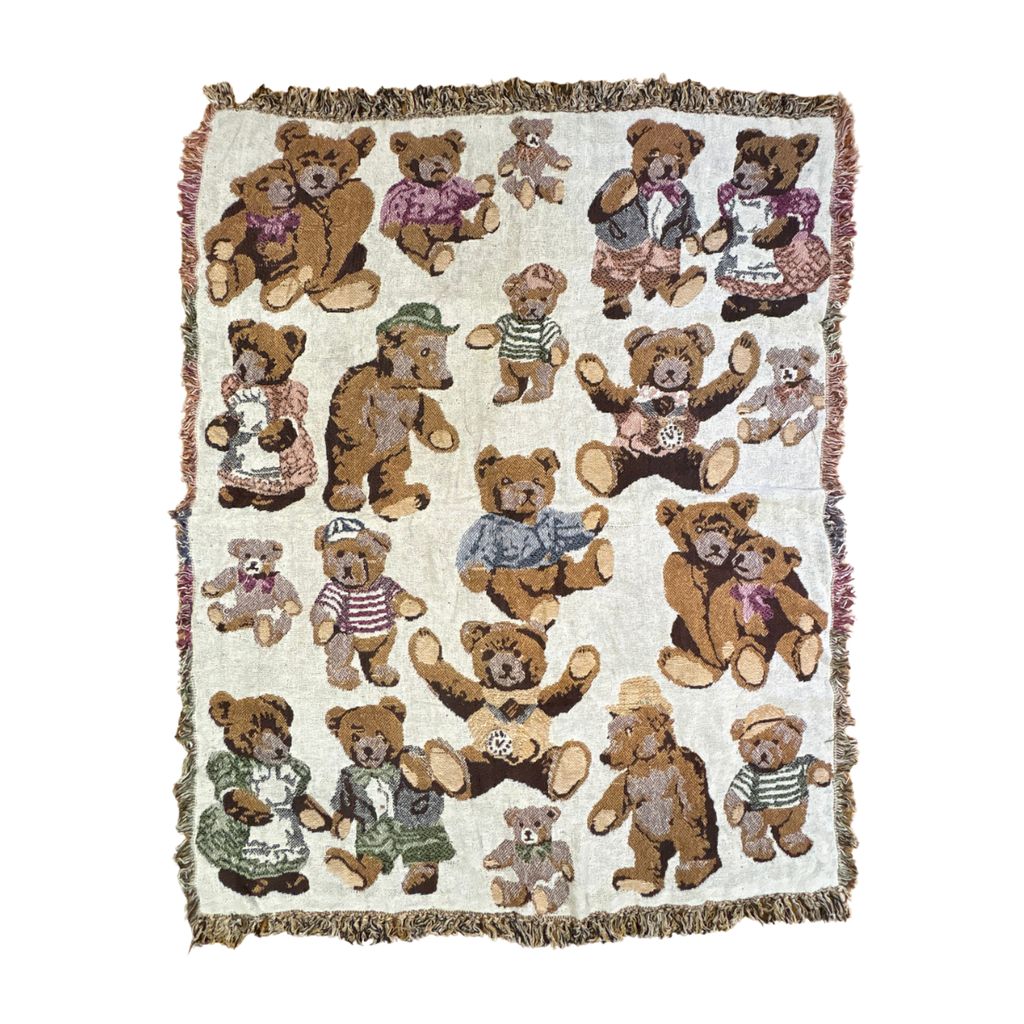 vintageラグ ブランケット マルチカバー タペストリー テディベア クマ アニマル 集合 Rug Blanket Teddy Bear 3905 7,200円