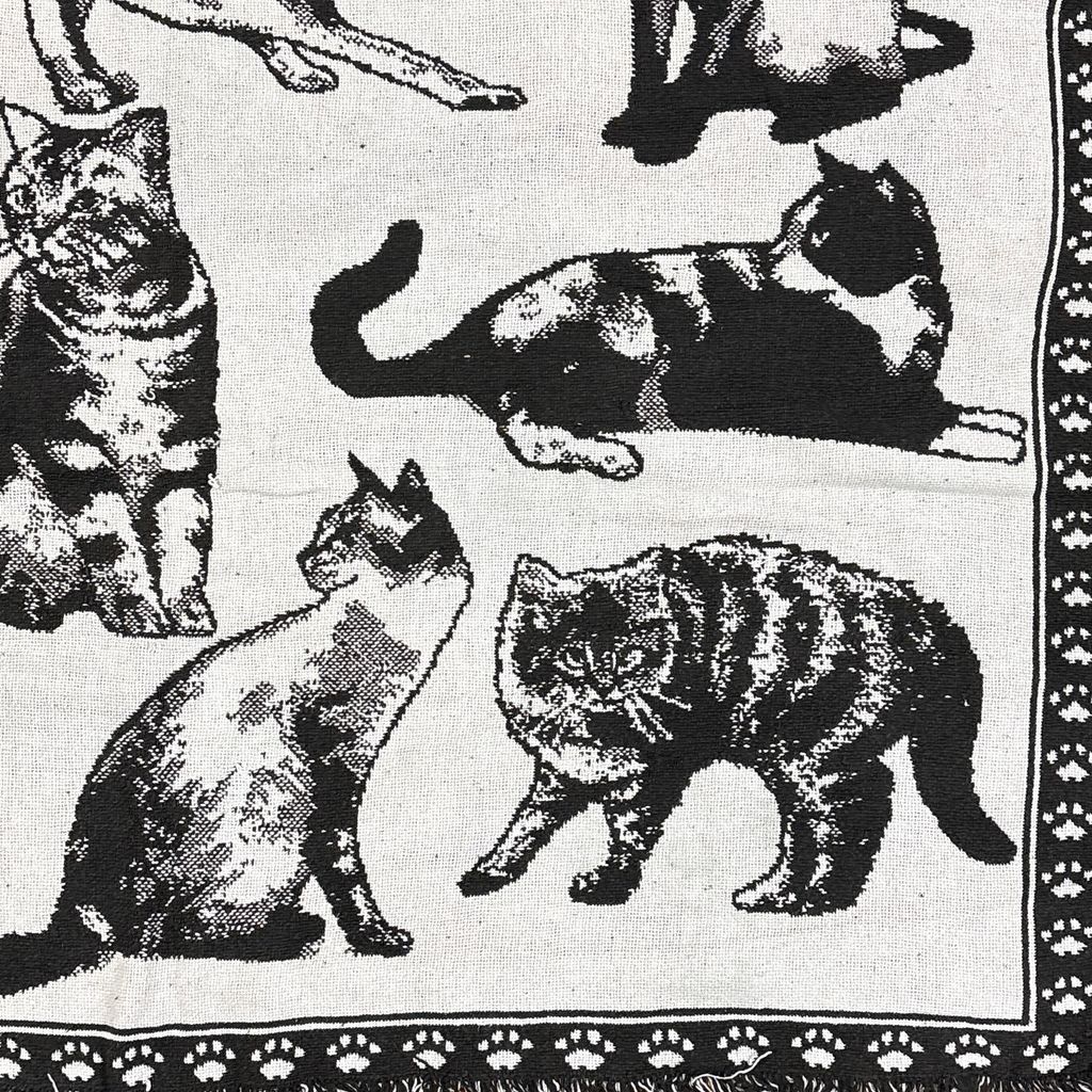 vintageラグ ブランケット マルチカバー タペストリー ネコ キャット
