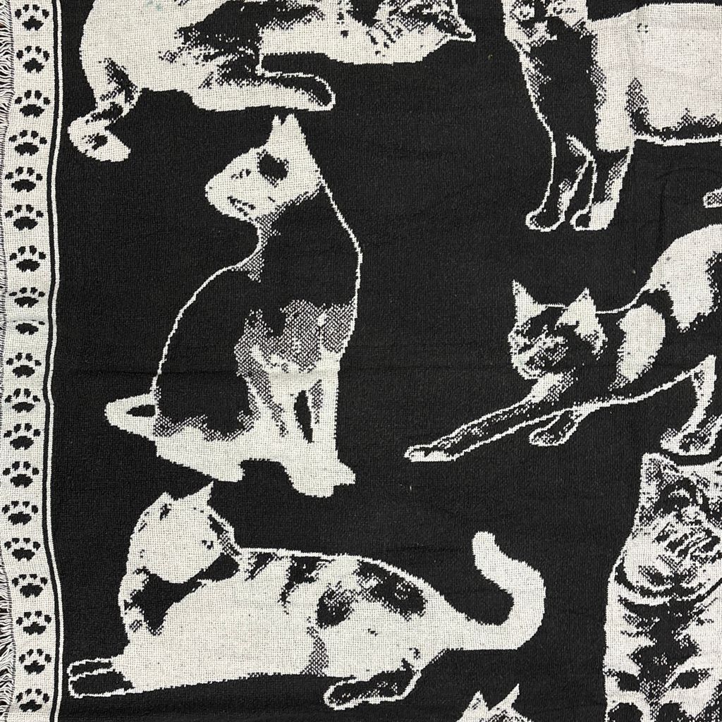 vintageラグ ブランケット マルチカバー タペストリー ネコ キャット