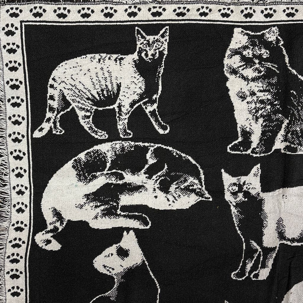 vintageラグ ブランケット マルチカバー タペストリー ネコ キャット
