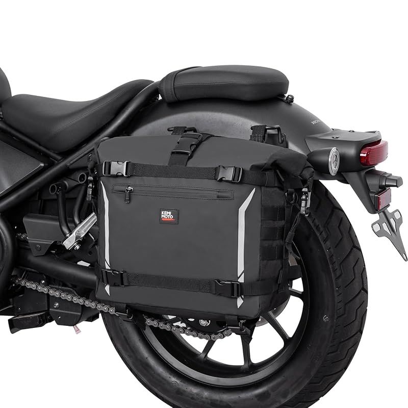 【新品】 KEMIMOTO サイドバッグ PVC防水素材 バイクサイドバッグ 15L-25拡張機能 防水性 サイドバック インナー防水構造 シートバッグ両用バイク用品 汎用性 レブル250 GB350 レブル500/1100/カブ/ｗ800/SR400ほとんど