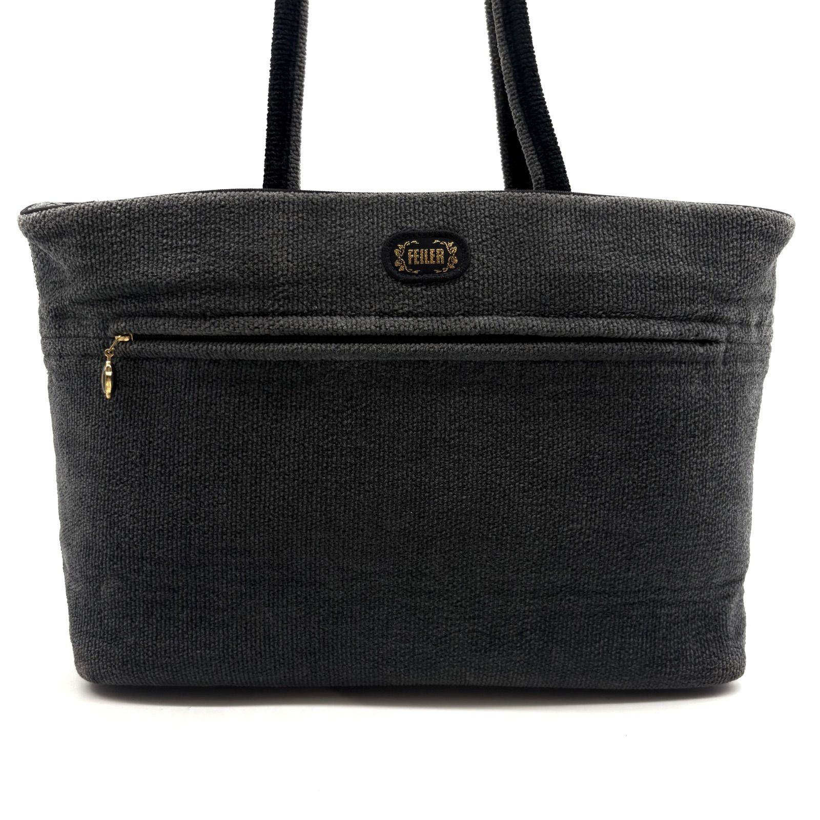 美品✨】FEILER Brugge Chenille Tote Bag Black Gray Floral 
