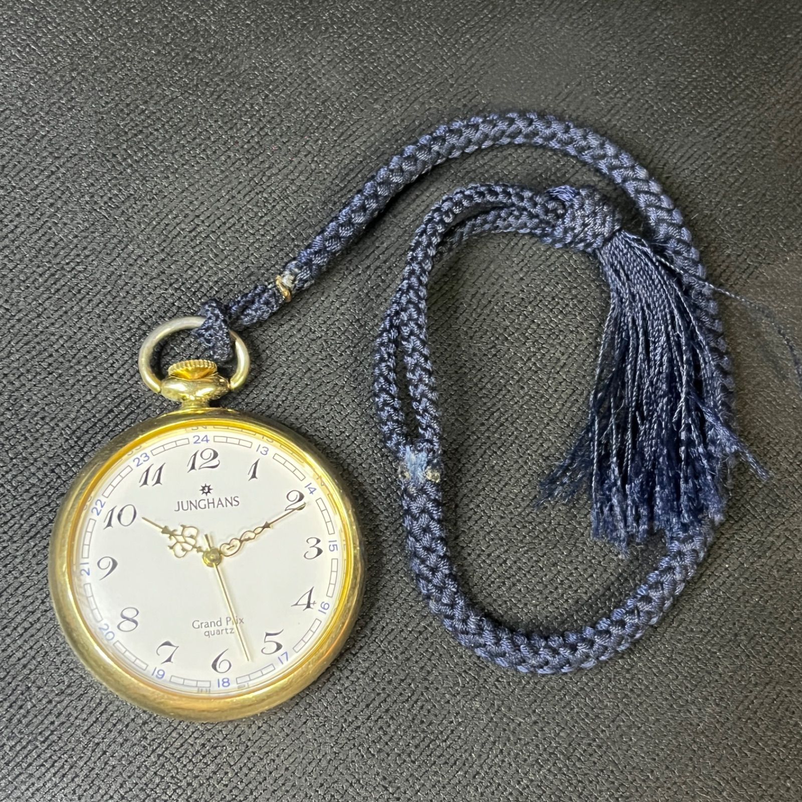 稼働 JUNGHANS ユンハンス 懐中時計 ヴィンテージ ゴールド 電池交換済 稼働品】 JUNGHANS Grand Prix quartz 懐中時計 電池交換済み 動作確認