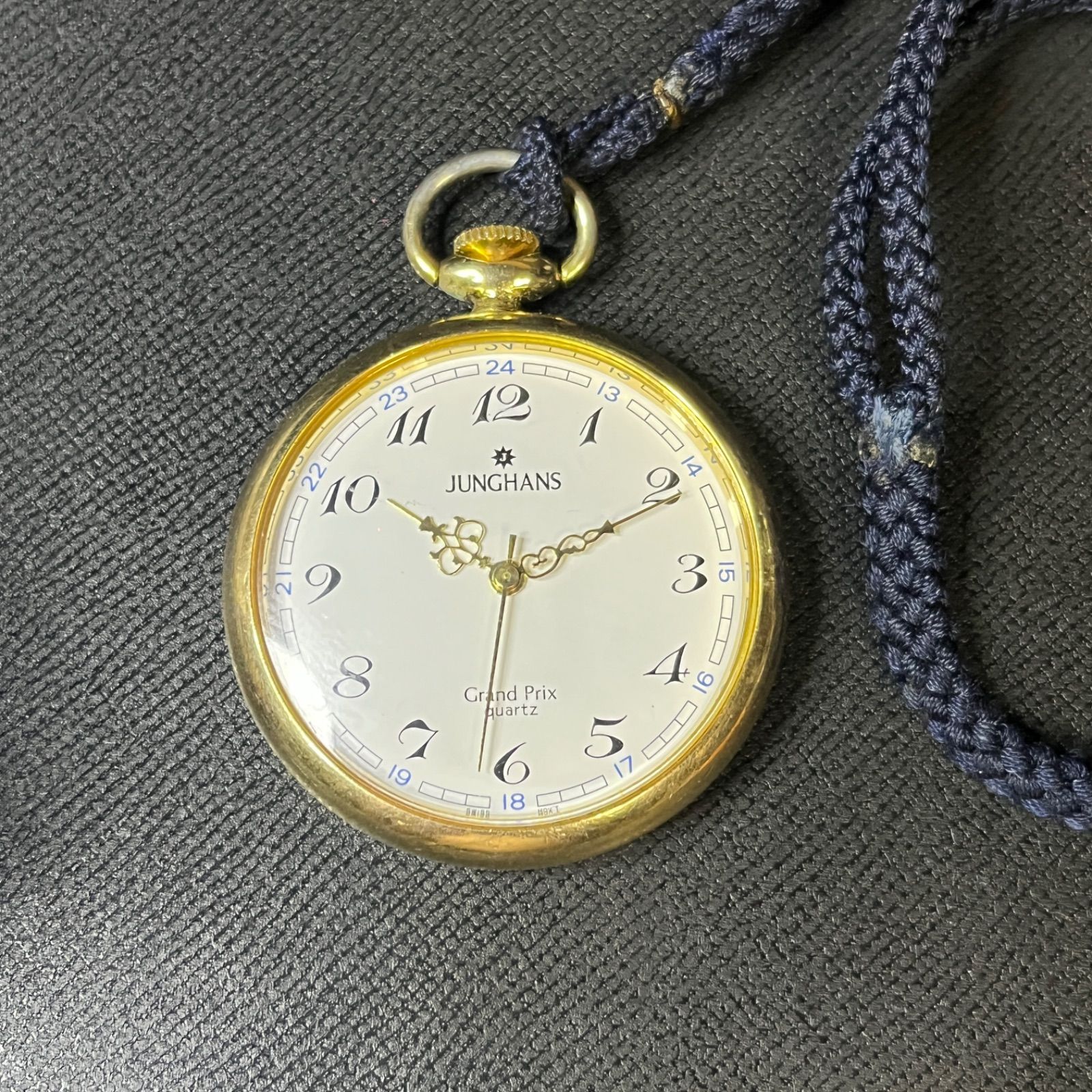 稼働 JUNGHANS ユンハンス 懐中時計 ヴィンテージ ゴールド 電池交換済 稼働品】 JUNGHANS Grand Prix quartz 懐中時計 電池交換済み 動作確認