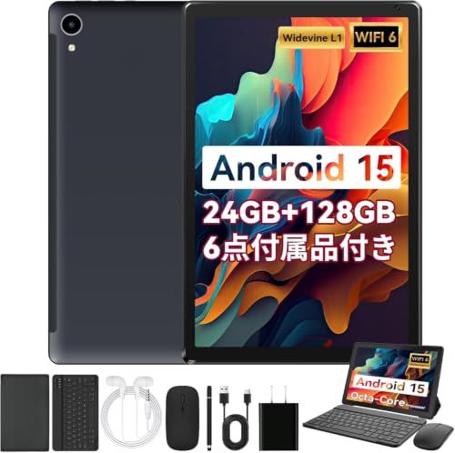 タブレット 10インチ - HiGrace Android15 タブレット Wi-Fiモデル 24GB+128GB+1TB拡張 8コアCPU 1.8GHz 1280*800 IPS画面 5000mAh+Type-C充電+Widevine L1+GMS認証 アン