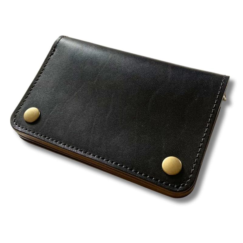 トラッカーウォレット ミドル ショート 本革 ホースバット 馬革 財布 メンズ バイカーズウォレット ミドルウォレット ミドルトラッカーウォレット トラッカーズウォレット アメカジ (直線タイプ×ホースバット茶芯ブラック)