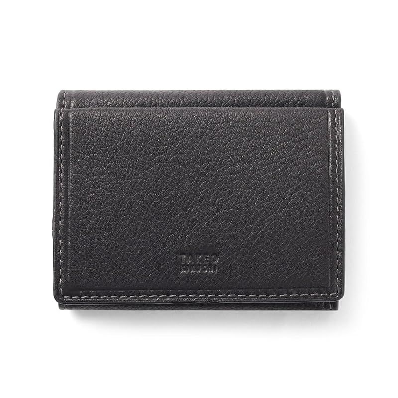 [タケオキクチ] TAKEO KIKUCHI カプリーノ ゴートレザー 三つ折り財布 メンズ BOX型小銭（クロ） No.753603