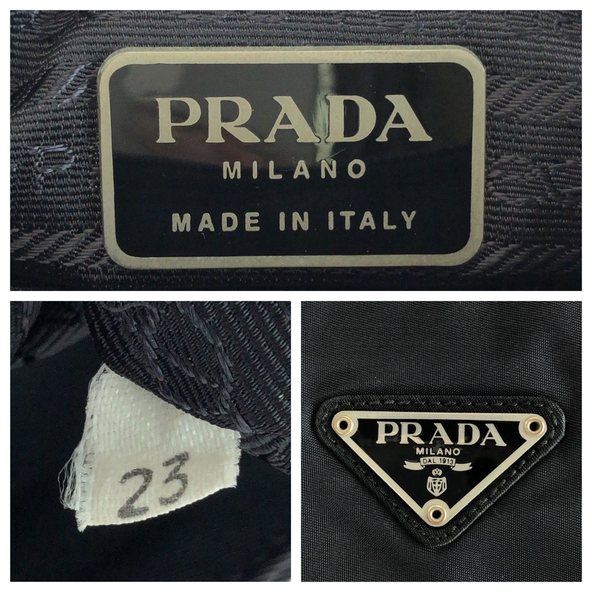 PRADA プラダ テスート 三角ロゴプレート ブラック 黒 シルバー金具