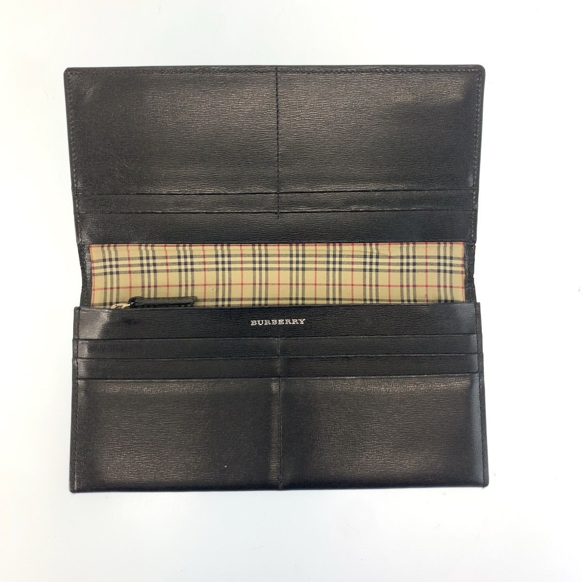 Burberrys バーバリーズ ヴィンテージ 中チェック柄 ブラック 黒 レザー 長財布 ロングウォレット メンズ 602621 【中古】 美品 BURBERRY バーバリー ヴィンテージ 中チェック柄 ブラック 黒